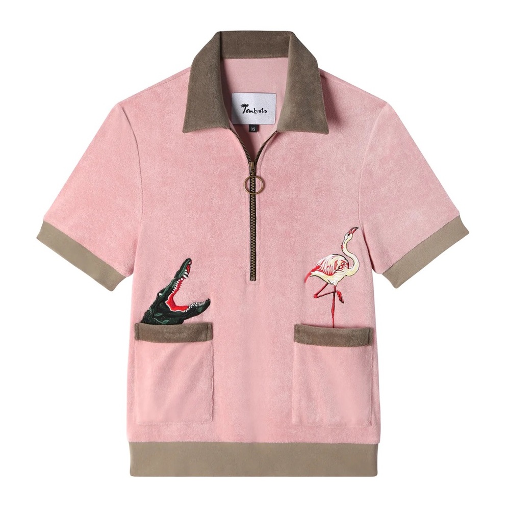 COPY - Tombolo 'Flamingo Tartare' Cabana shirt.  Size is small.  Unisex shirt